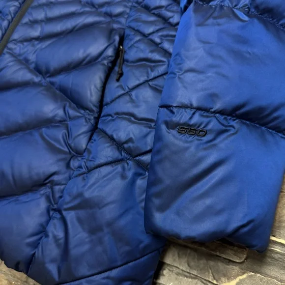 The North Face 550 Down Insulated Parka Jacket Women Large Blue Full Zip Pockets - Picture 3 of 14